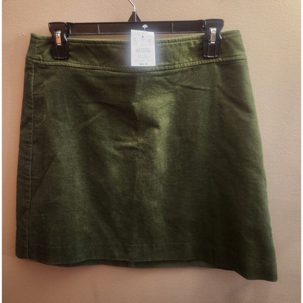 J. Crew Women's Solid Army Green Corduroy Mini Skirt Size 4 NWT